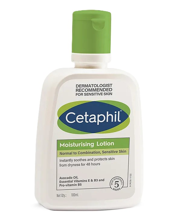 Cetaphil Moisturising Lotion (100ml) with Avocado Oil, Vitamin E, B3 & B5 | For Normal to Combination, Sensitive Skin